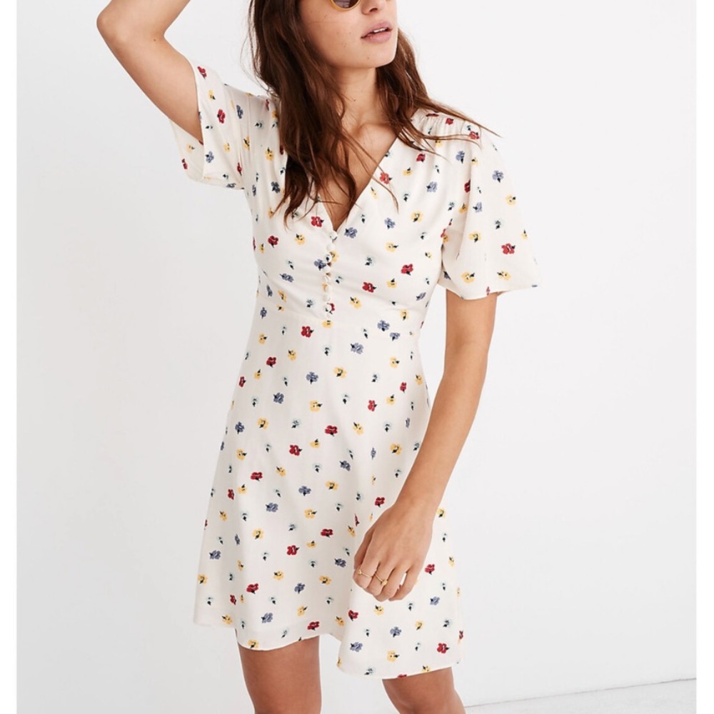 Madewell Orchard Flutter-Sleeve Dress in Confetti Floral Size 2